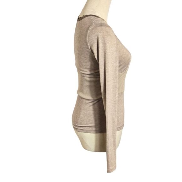 IAEY Brown Corset Style Two Fabric Henley Top NWT - Picture 3 of 7